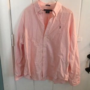 Classic RL oxford polo pink and white strip